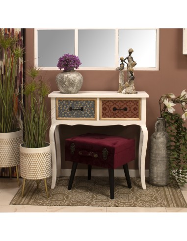 Mesa Entrada Madera 2 Cajones Blanco/84x35,5x82,5cm