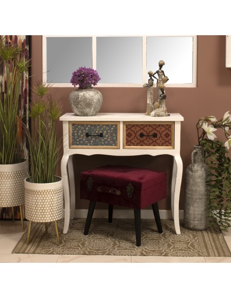 Mesa Entrada Madera 2 Cajones Blanco/84x35,5x82,5cm