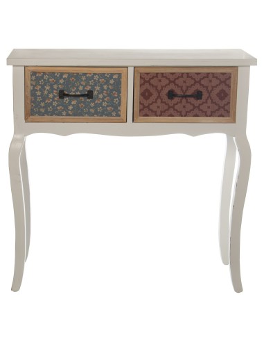 Mesa Entrada Madera 2 Cajones Blanco/84x35,5x82,5cm