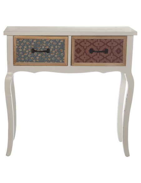 Mesa Entrada Madera 2 Cajones Blanco/84x35,5x82,5cm