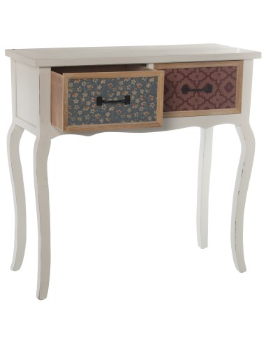 Mesa Entrada Madera 2 Cajones Blanco/84x35,5x82,5cm