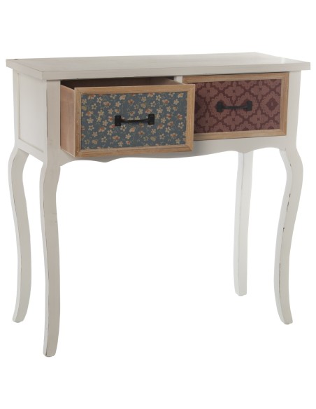 Mesa Entrada Madera 2 Cajones Blanco/84x35,5x82,5cm