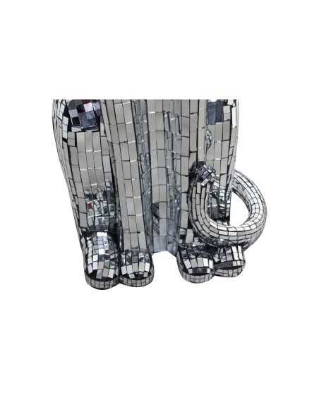 FIGURA RESINA 30X26X64,5 LEOPARDO CROMADO PLATEADO