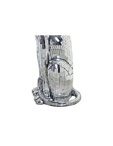 FIGURA RESINA 30X26X64,5 LEOPARDO CROMADO PLATEADO