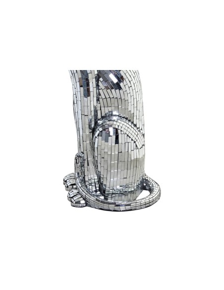 FIGURA RESINA 30X26X64,5 LEOPARDO CROMADO PLATEADO