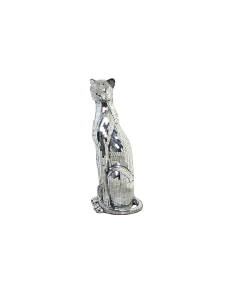FIGURA RESINA 30X26X64,5 LEOPARDO CROMADO PLATEADO