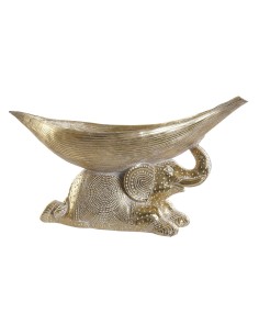 FIGURA RESINA 45X20X25 ELEFANTE HOJA DORADO
