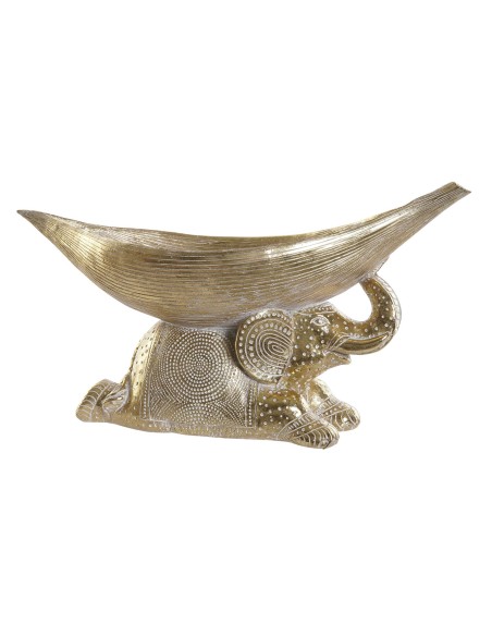 FIGURA RESINA 45X20X25 ELEFANTE HOJA DORADO
