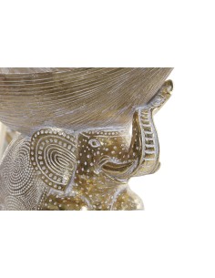 FIGURA RESINA 45X20X25 ELEFANTE HOJA DORADO 2