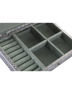 JOYERO MADERA ALUMINIO 28X20X5 CHAKRAS PLATEADO 2