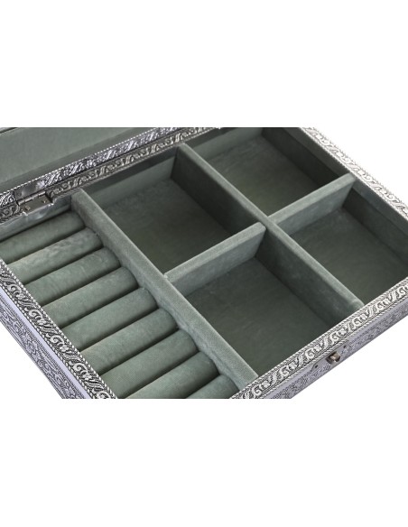 JOYERO MADERA ALUMINIO 28X20X5 CHAKRAS PLATEADO