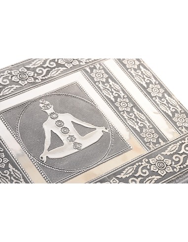 JOYERO MADERA ALUMINIO 28X20X5 CHAKRAS PLATEADO