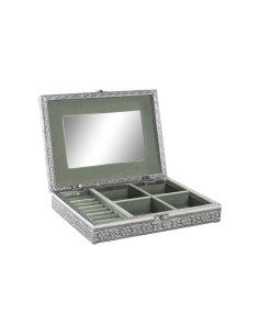 JOYERO MADERA ALUMINIO 28X20X5 CHAKRAS PLATEADO