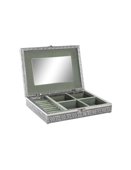 JOYERO MADERA ALUMINIO 28X20X5 CHAKRAS PLATEADO