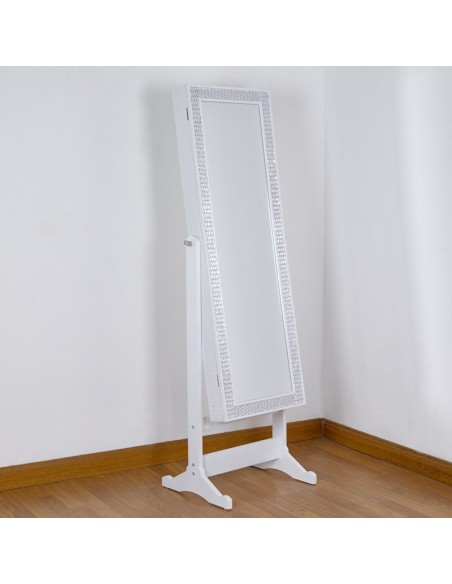 Espejo Joyero lacado en blanco 150 x 40 cm.