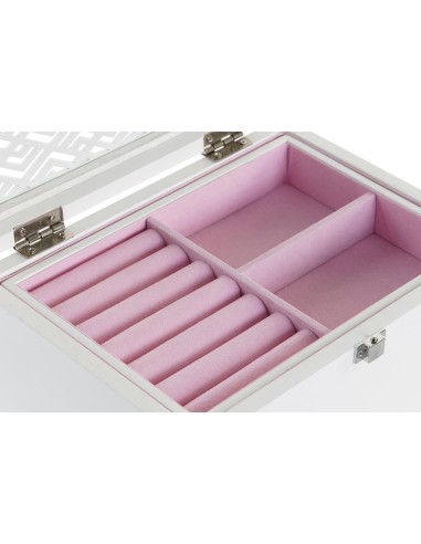 JOYERO MDF CRISTAL 22X16X10 ROSA PALO