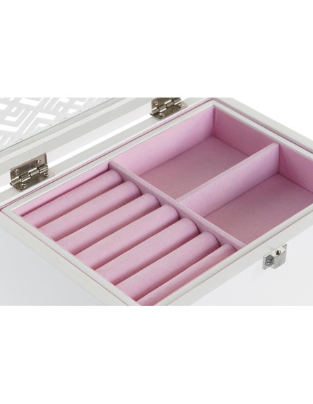 JOYERO MDF CRISTAL 22X16X10 ROSA PALO