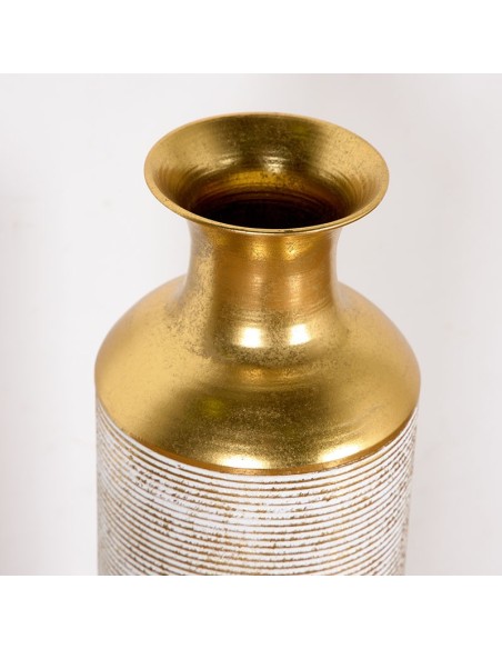 JARRON METALICO BLANCO/ORO 19*80CM
