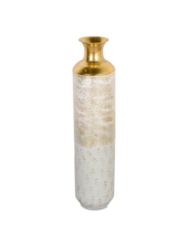 JARRON METALICO BLANCO/ORO 19*80CM