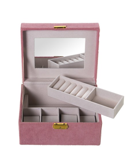 CAJA JOYERO PANA ROSA C/ESPEJO 21x17x13CM