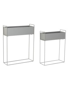 Juego 2 maceteros metal plateado