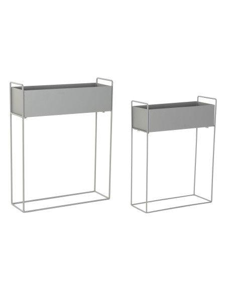 Juego 2 maceteros metal plateado