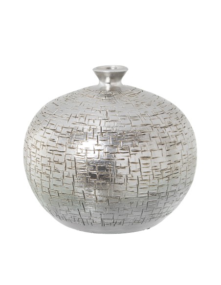 Jarrón Cerámica Plateado