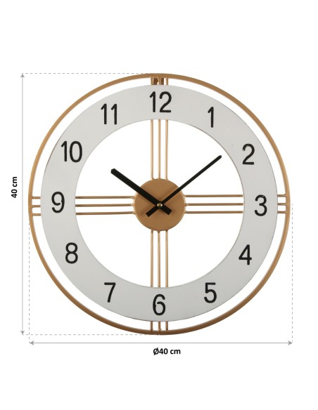 Reloj pared blanco y dorado