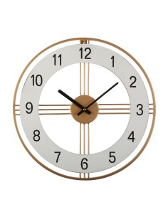 Reloj pared blanco y dorado