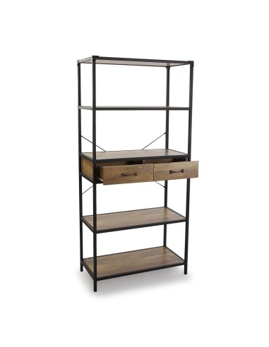 Estantería madera y metal con cajones