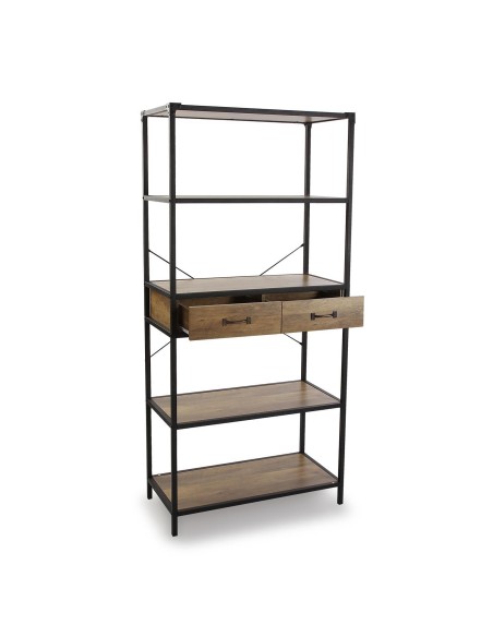 Estantería madera y metal con cajones