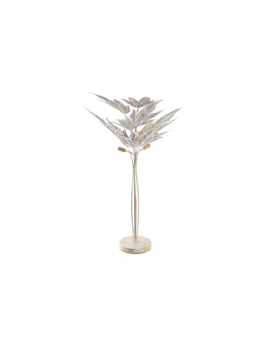 LAMPARA PIE METAL 51X51X87 HOJAS DECAPE GRIS