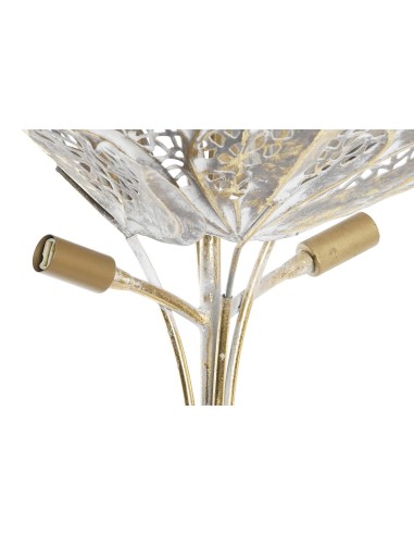 LAMPARA PIE METAL 51X51X87 HOJAS DECAPE GRIS