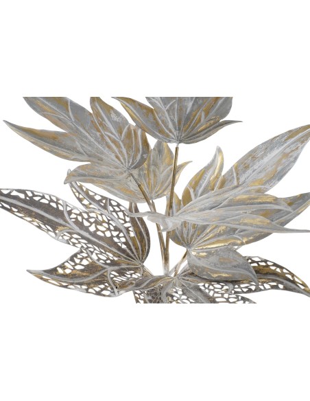 LAMPARA PIE METAL 51X51X87 HOJAS DECAPE GRIS