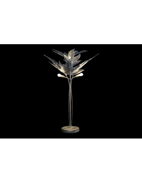 LAMPARA PIE METAL 51X51X87 HOJAS DECAPE GRIS