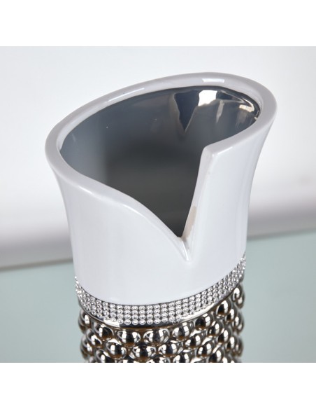 Jarron blanco/plata