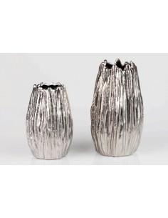 Florero ceramica plateado 2