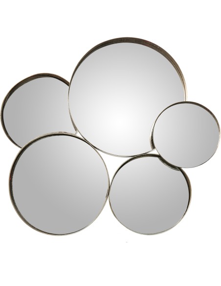 Espejo Metal Plateado 5 Círculos