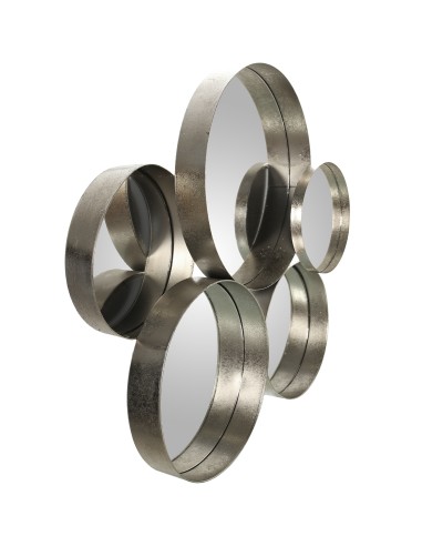 Espejo Metal Plateado 5 Círculos