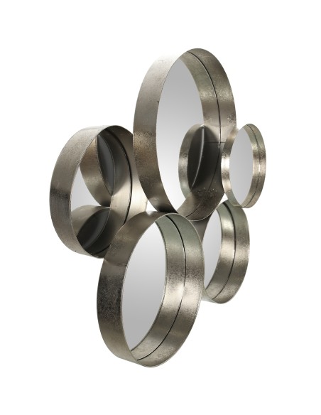 Espejo Metal Plateado 5 Círculos