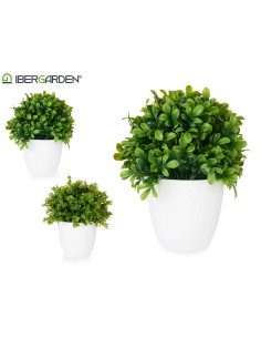 Maceta plastico flores verdes