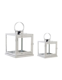 Set 2 Faroles Cubo Cromo