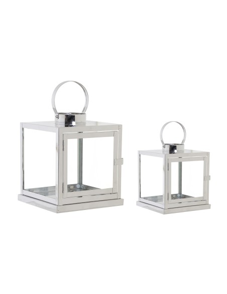 Set 2 Faroles Cubo Cromo