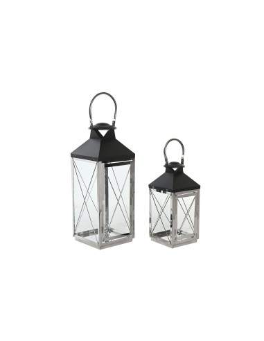 Set 2 faroles Cromo-Negro