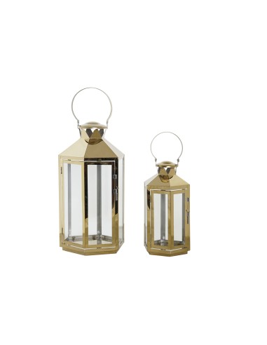 Set 2 faroles metal Oro