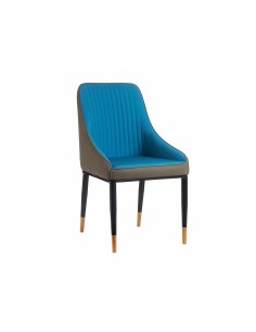 Sillon azul respaldo a rayas con borde gris