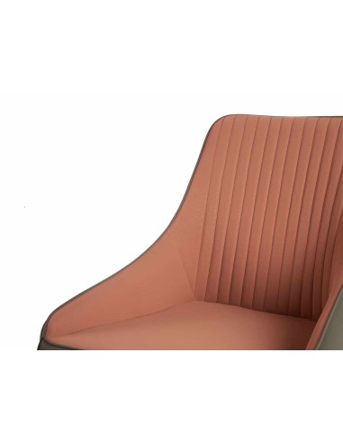 Sillon rosa respaldo a rayas con borde gris