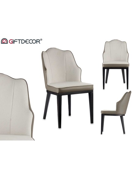 Sillon blanco respaldo concha con borde gris