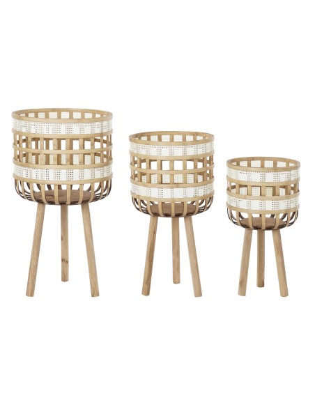 Set de 3 Maceteros de Bambú Natural