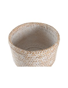 Macetero pie Bambú Decapado Blanco 2